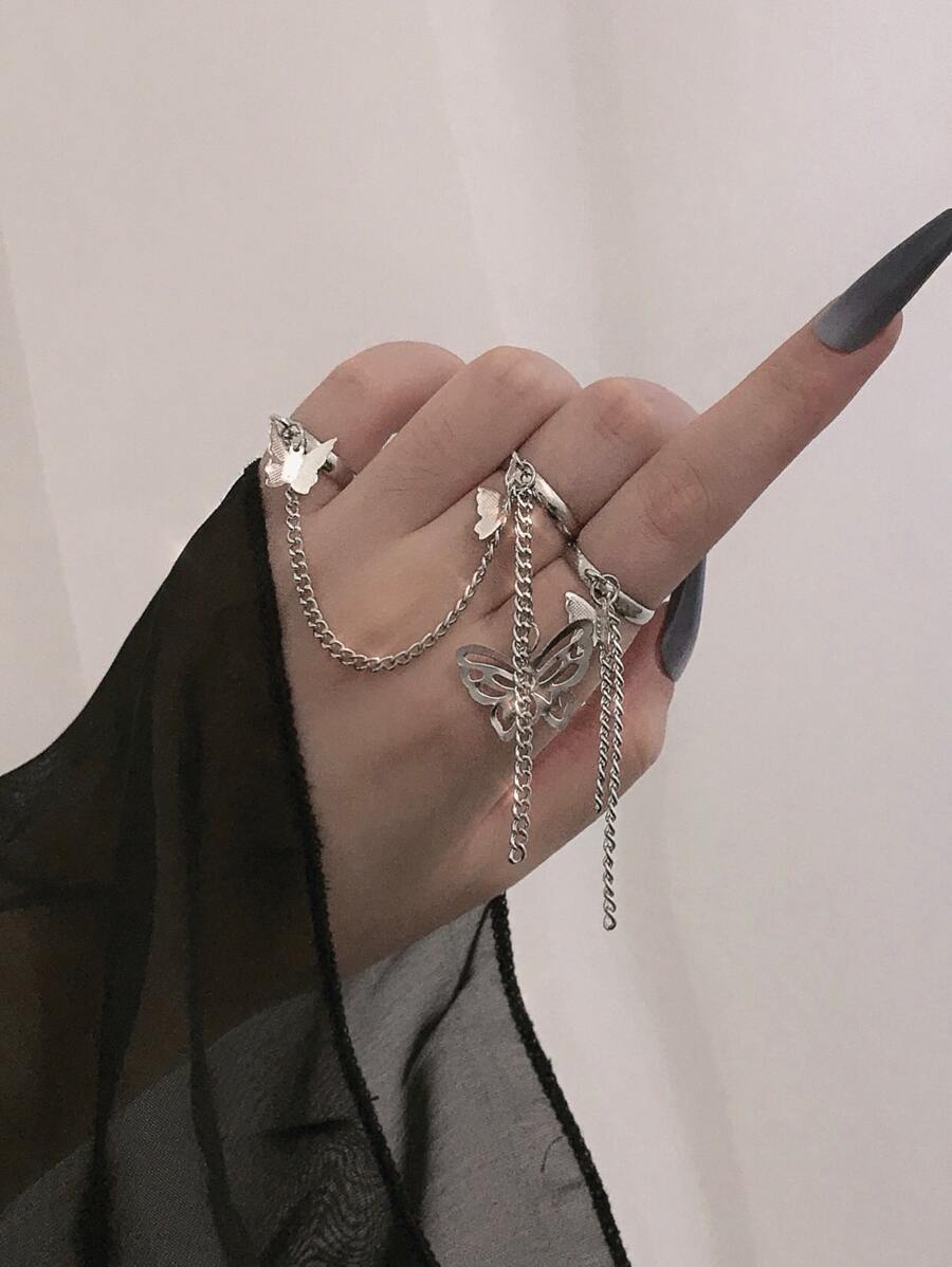 2 cái Chuỗi & Vòng Trang Trí Bướm - Bạc - Xem 1