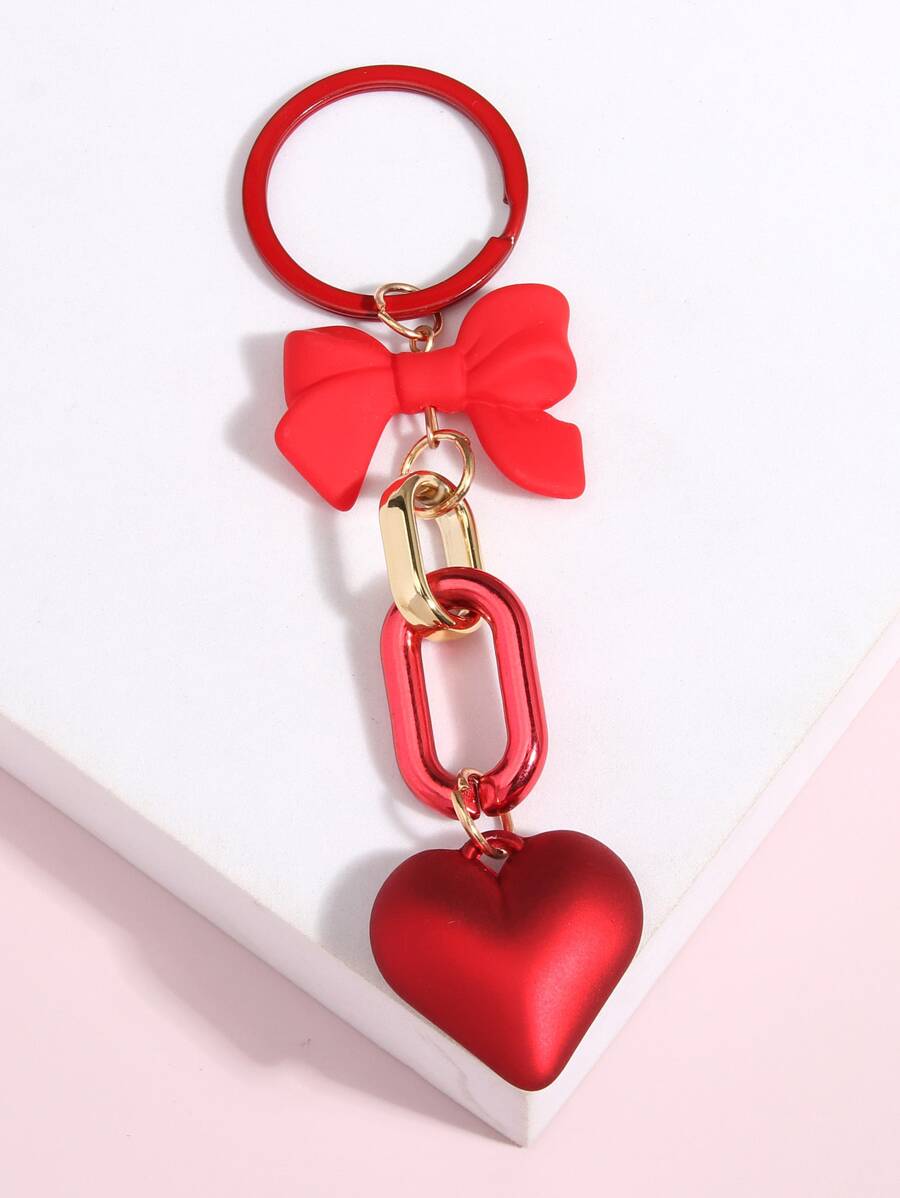 Bow & Heart Charm Keychain | SHEIN USA