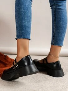 Zapatos mary jane con diseño con hebilla plataforma - Negro - Ver 3