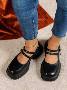 Zapatos mary jane con diseño con hebilla plataforma - Negro - Ver 4