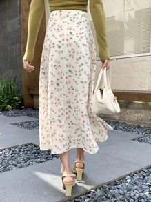 DAZY Allover Floral High Waist Skirt - White - View 2