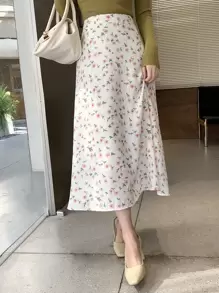 DAZY Allover Floral High Waist Skirt - White - View 4