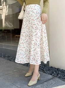 DAZY Allover Floral High Waist Skirt - White - View 7
