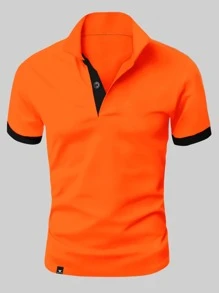 Manfinity Homme Men Contrast Trim Polo Shirt - Orange - View 1