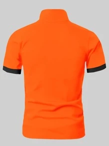 Manfinity Homme Men Contrast Trim Polo Shirt - Orange - View 2