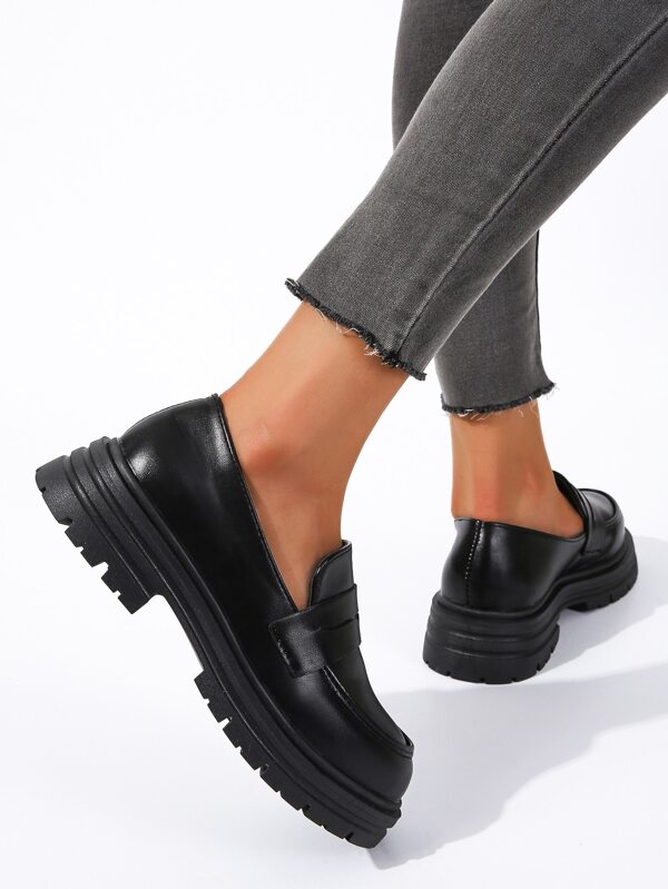 Minimalist SlipOn Flatform Penny Loafers SHEIN USA