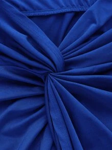SHEIN ICON Two Piece Tie Back Halter Top & Twist Front Skirt - Royal Blue - View 3