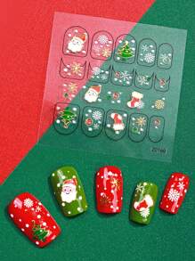 Beauty Sticker Christmas 1sheet Santa Claus Print Nail Art Sticker - Multicolor - View 1