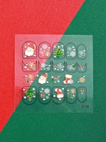 Beauty Sticker Christmas 1sheet Santa Claus Print Nail Art Sticker - Multicolor - View 2