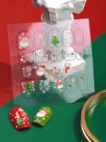 Beauty Sticker Christmas 1sheet Santa Claus Print Nail Art Sticker - Multicolor - View 4