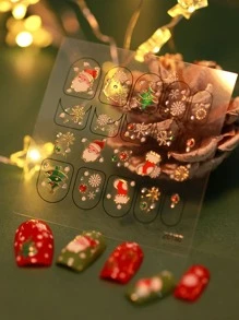 Beauty Sticker Christmas 1sheet Santa Claus Print Nail Art Sticker - Multicolor - View 5