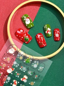 Beauty Sticker Christmas 1sheet Santa Claus Print Nail Art Sticker - Multicolor - View 6