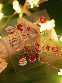 Beauty Sticker Christmas 1sheet Santa Claus Print Nail Art Sticker - Multicolor - View 3