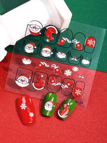 Beauty Sticker Christmas 1sheet Santa Claus Print Nail Art Sticker - Multicolor - View 4
