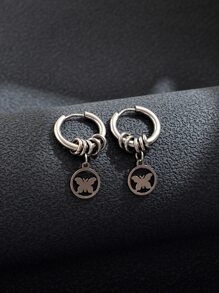 Butterfly Decor Round Drop Earrings