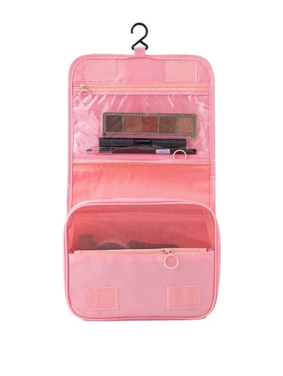 Bolsa de maquillaje sólida con gancho, elementos esenciales de viaje