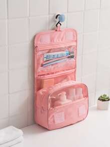 Solid Makeup Bag With Hook , Travel Essentials - Pink - View 2