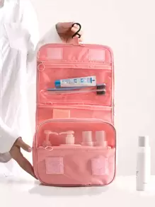 Solid Makeup Bag With Hook , Travel Essentials - Pink - View 4