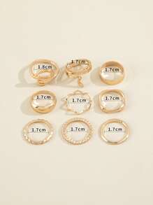 9 piezas Anillo con diseño de diamante de imitación con diseño de serpiente - Amarillo Oro - Ver 4
