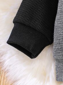 Đứa bé trai Tay áo tương phản Áo len & Quần nỉ - Xám - Xem 5