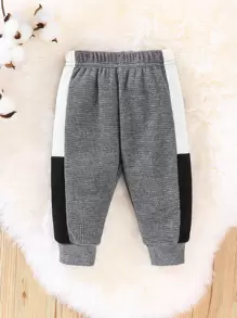 Đứa bé trai Tay áo tương phản Áo len & Quần nỉ - Xám - Xem 6