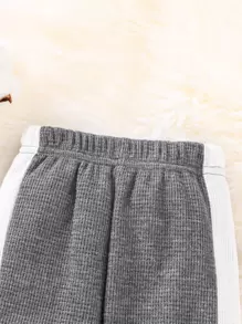 Đứa bé trai Tay áo tương phản Áo len & Quần nỉ - Xám - Xem 7