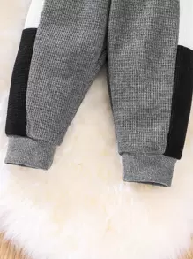 Đứa bé trai Tay áo tương phản Áo len & Quần nỉ - Xám - Xem 8