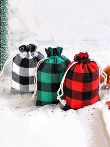隨機顏色聖誕格子禮物包裝袋 5 件 - 彩色 - 查看 2