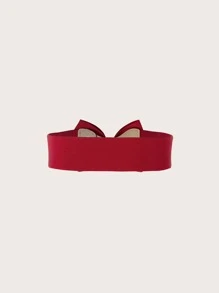 1pc Women Plus Size Casual Bow Buckle Decorative Dress Belt Summer, School Fall, Autumn, Halloween - Red - View 2