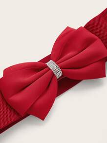 1pc Women Plus Size Casual Bow Buckle Decorative Dress Belt Summer, School Fall, Autumn, Halloween - Red - View 3
