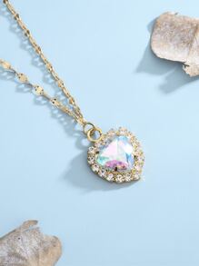 Vòng cổ quyến rũ trái tim rhinestone - Vàng - Xem 2