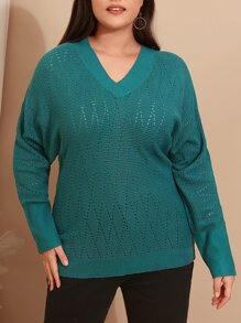 EMERY ROSE Jersey de manga murciélago de punto de malla - Azul Cadete - Ver 3