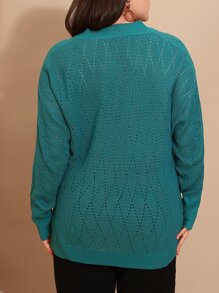 EMERY ROSE Jersey de manga murciélago de punto de malla - Azul Cadete - Ver 2