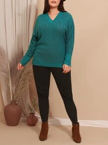 EMERY ROSE Jersey de manga murciélago de punto de malla - Azul Cadete - Ver 4