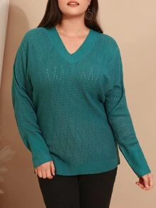 EMERY ROSE Jersey de manga murciélago de punto de malla - Azul Cadete - Ver 5