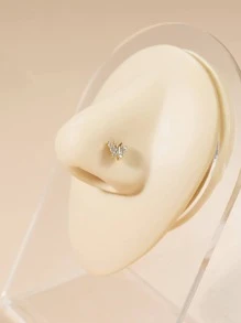 方晶鋯石蝴蝶裝飾鼻釘不銹鋼時尚朋克完美穿孔適合女士和男士身體鏈禮品