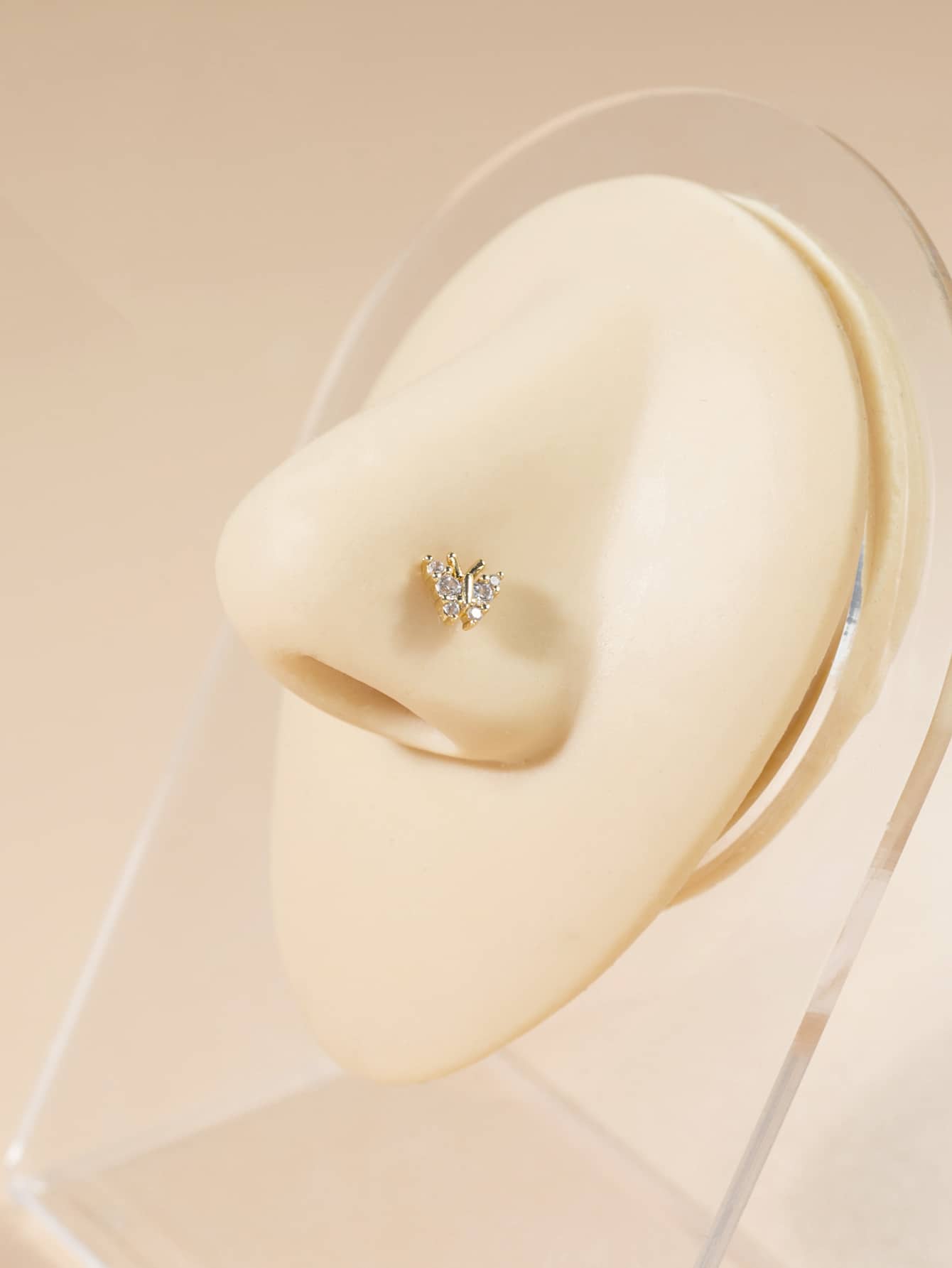 方晶鋯石蝴蝶裝飾鼻釘不銹鋼時尚朋克完美穿孔適合女士和男士身體鏈禮品