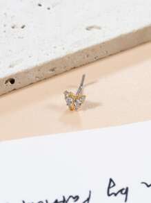 方晶鋯石蝴蝶裝飾鼻釘不銹鋼時尚朋克完美穿孔適合女士和男士身體鏈禮品