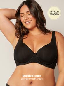 LUVLETTE Underwire Balconette Lounge Lightly Lined T-Shirt Bra - Black - View 5