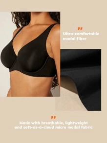 LUVLETTE Underwire Balconette Lounge Lightly Lined T-Shirt Bra - Black - View 6