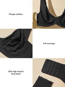 LUVLETTE Underwire Balconette Lounge Lightly Lined T-Shirt Bra - Black - View 7