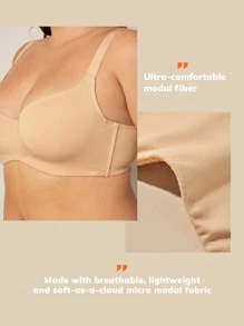 LUVLETTE Natural Balconette T-Shirt Bra Wireless Bra - Khaki - View 7