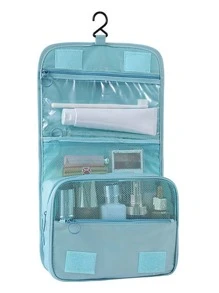 Solid Makeup Bag With Hook , Travel Essentials - Blue - View 1