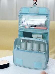 Solid Makeup Bag With Hook , Travel Essentials - Blue - View 4