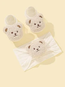 1入組嬰兒熊裝飾髮箍和1雙襪子 - 白色 - 查看 2