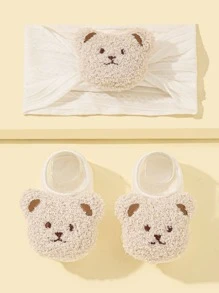 1入組嬰兒熊裝飾髮箍和1雙襪子 - 白色 - 查看 4