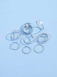 10入組圓形裝飾戒指 - 銀色 - 查看 2