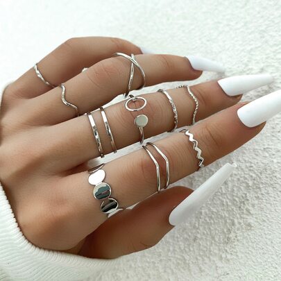 10入組圓形裝飾戒指