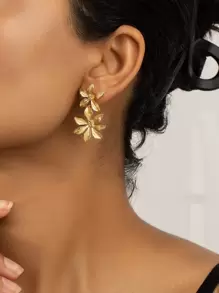 1 Cặp Hoa tai thả tráng men, Hoa tai hình hoa đáng yêu, Mặt dây chuyền cho phụ nữ, Trang sức đeo hàng ngày - Vàng - Xem 12