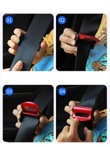 2 piezas Clip Cinturón asiento de coche - Rojo - Ver 5